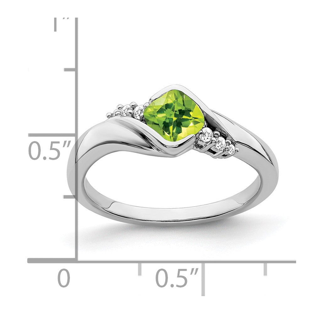 14k White Gold Peridot and Diamond Ring