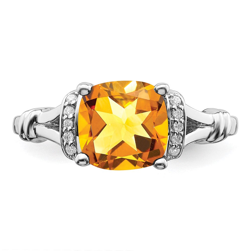 14k White Gold Citrine and Diamond Ring
