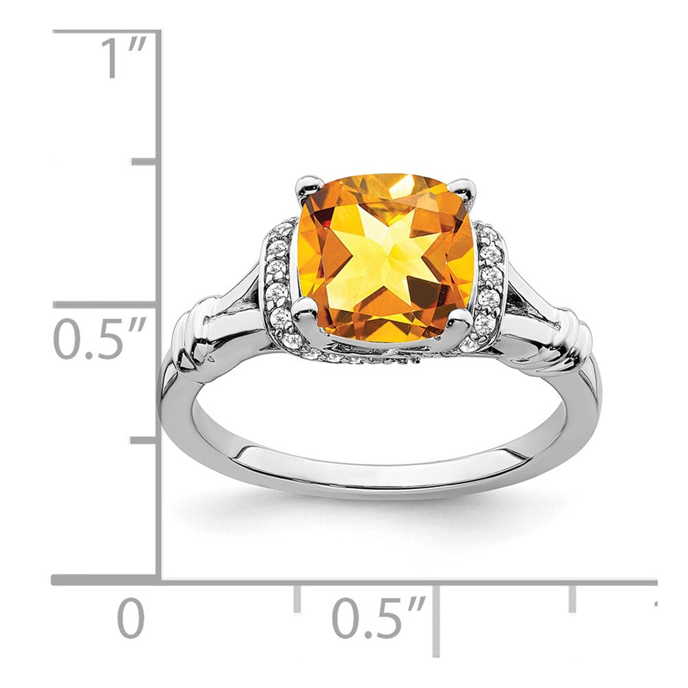 14k White Gold Citrine and Diamond Ring