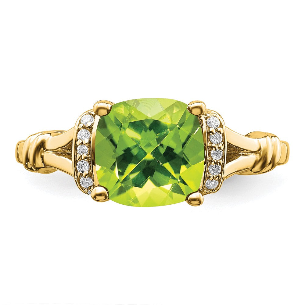 14k Peridot and Diamond Ring