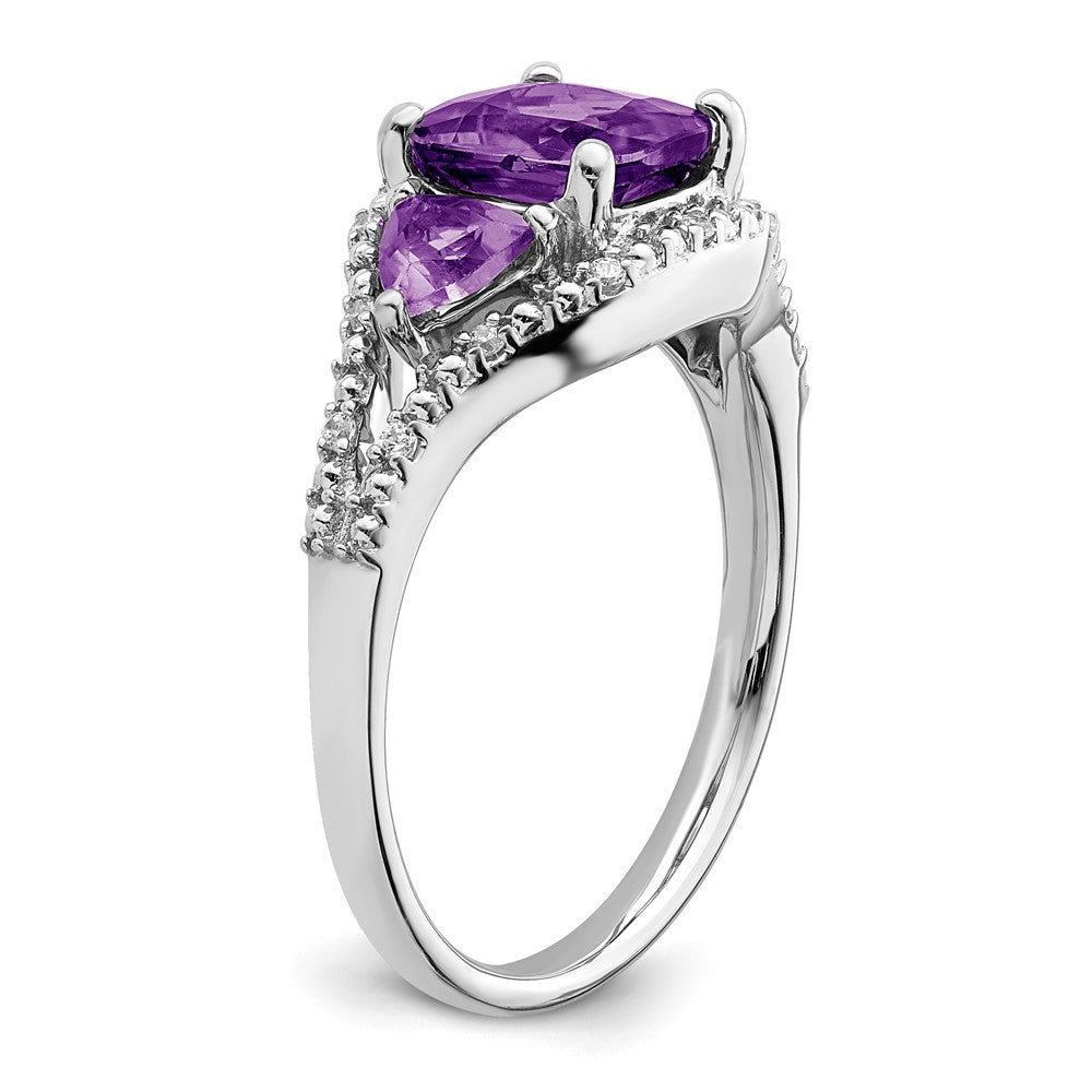 14k White Gold Amethyst and Diamond Ring