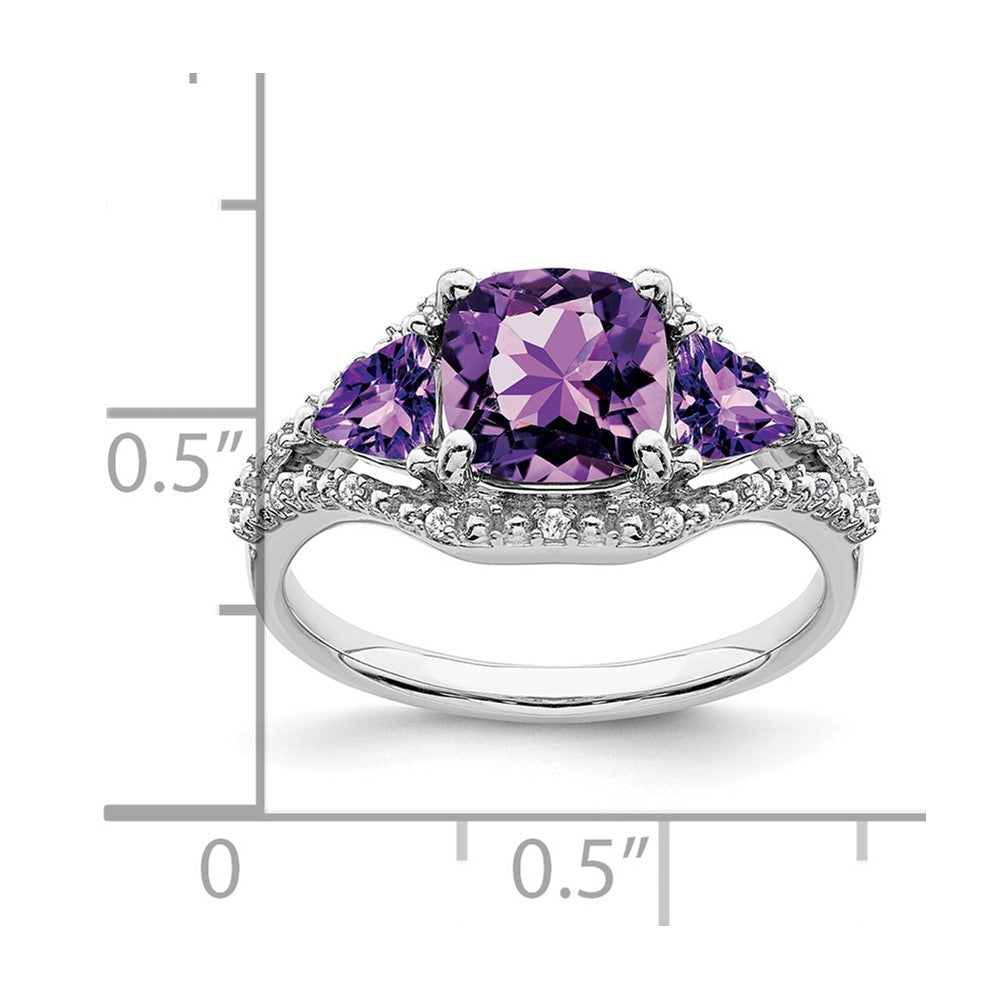 14k White Gold Amethyst and Diamond Ring