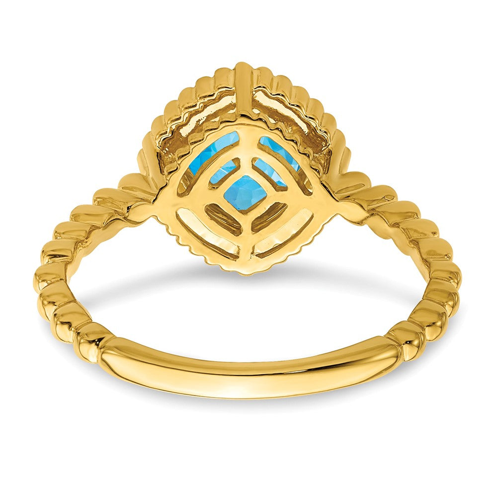 10k Cushion Blue Topaz Ring