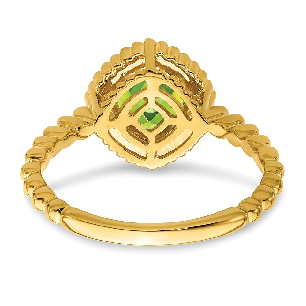 14k Cushion Peridot Ring