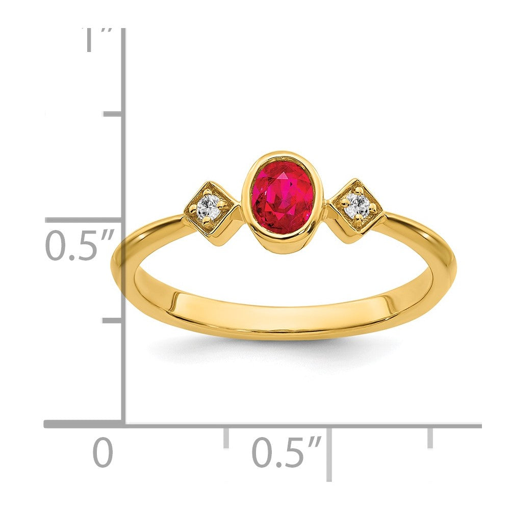 14k Oval Bezel Ruby and Diamond Ring