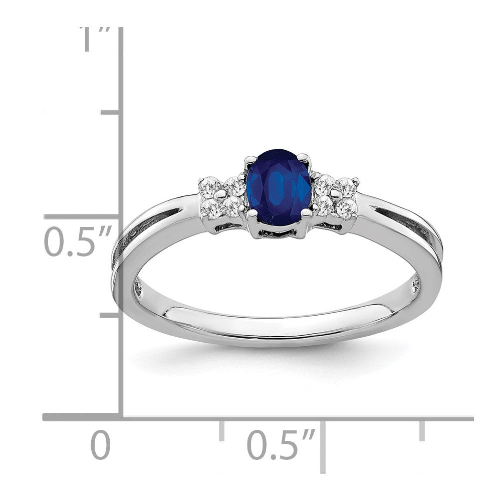 14k White Gold Oval Sapphire and Diamond Ring
