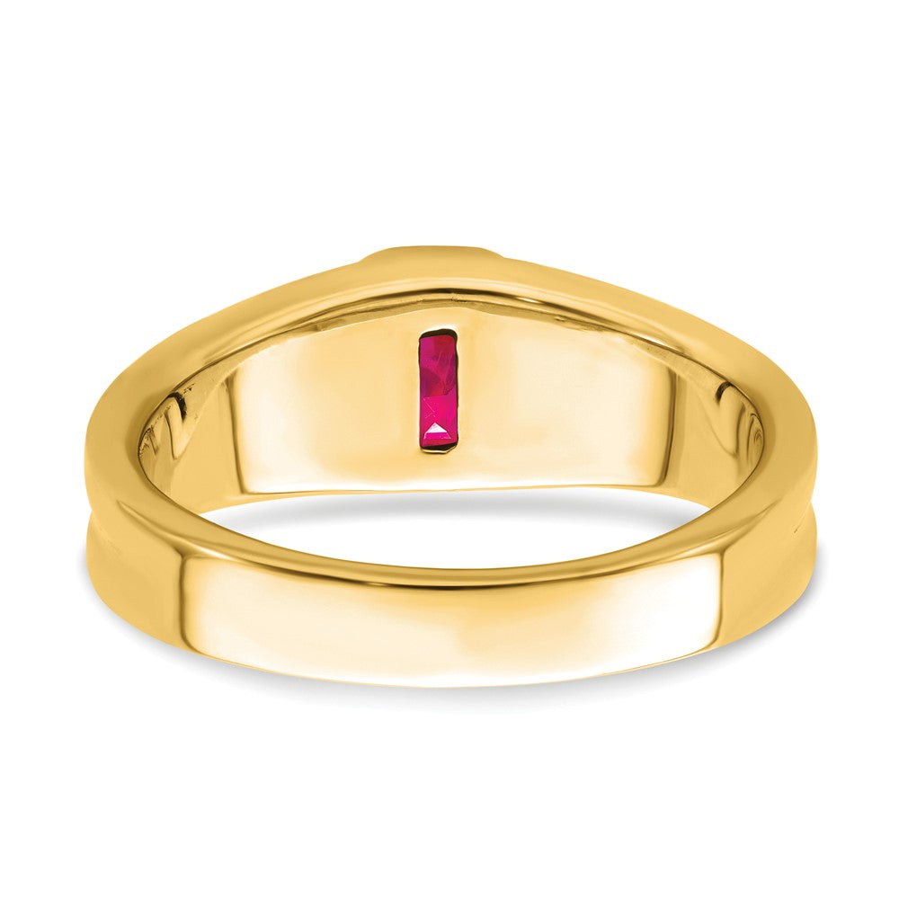 14k Created Ruby and Diamond Mens Ring