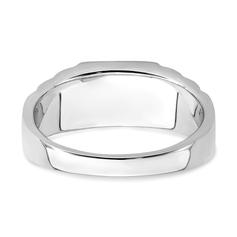 14k Two-tone Created Sapphire and Diamond Mens Ring