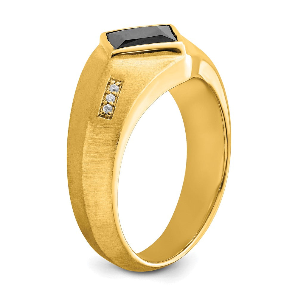 14k Onyx and Diamond Satin Mens Ring