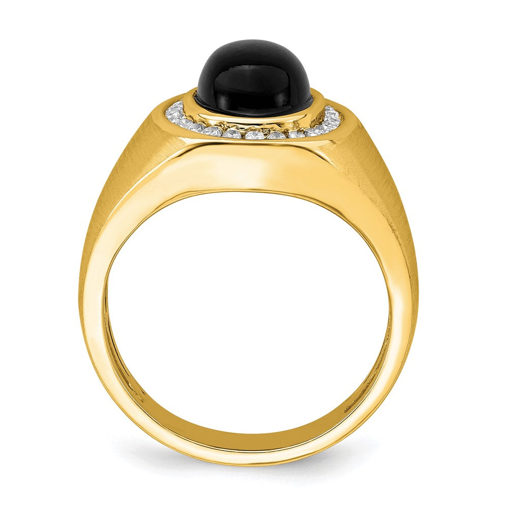 14k Oval Onyx and Diamond Mens Ring