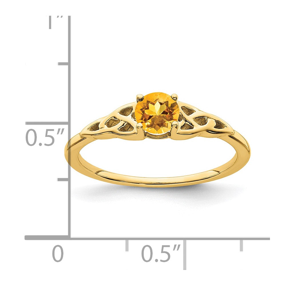 14k 4.5mm Round Citrine Celtic Knot Ring