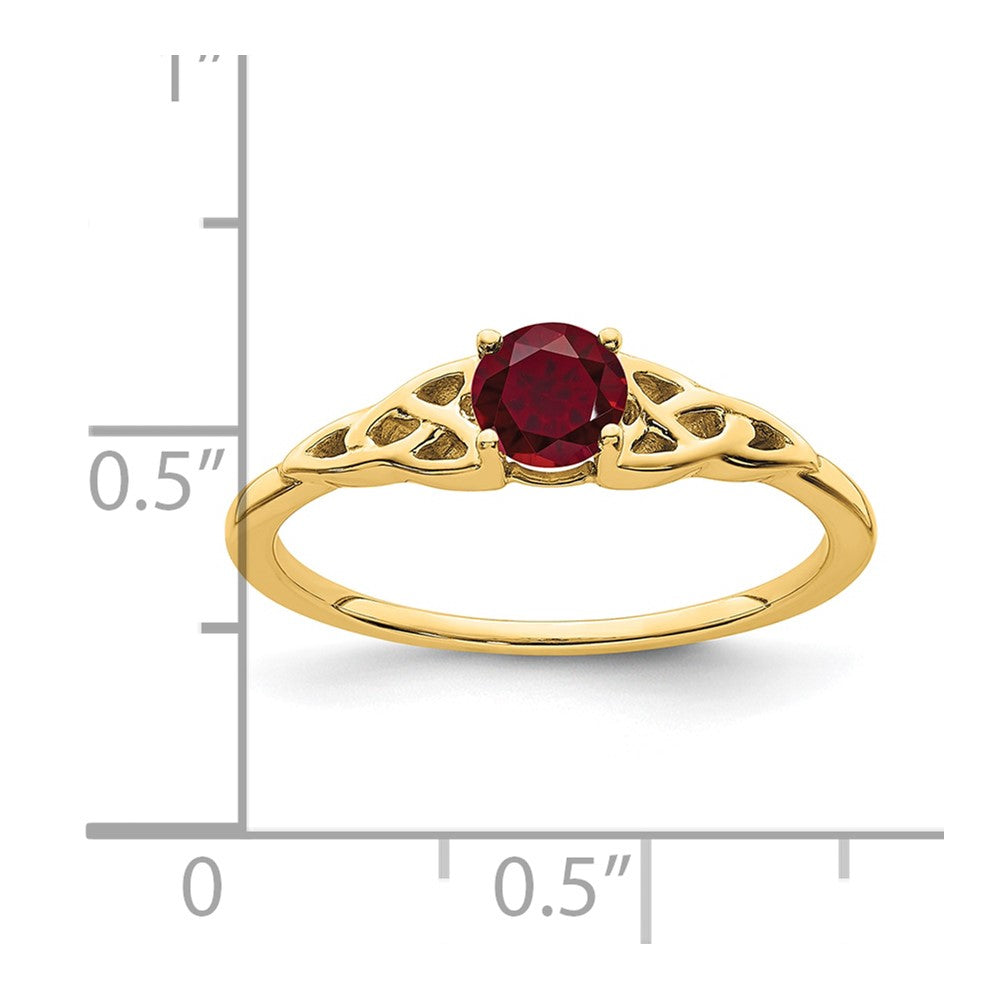 14k 4.5mm Round Lab Created Ruby Celtic Knot Ring