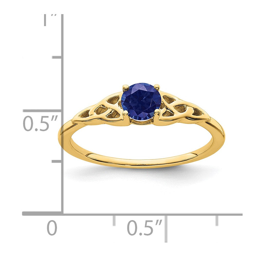 14k 4.5mm Round Lab Created Sapphire Celtic Knot Ring