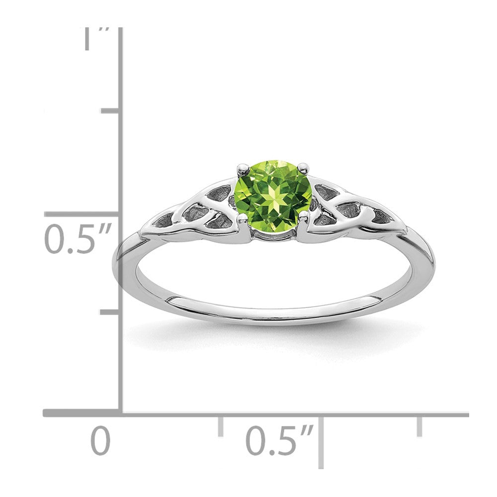 14K White Gold 4.5mm Round Peridot Celtic Knot Ring
