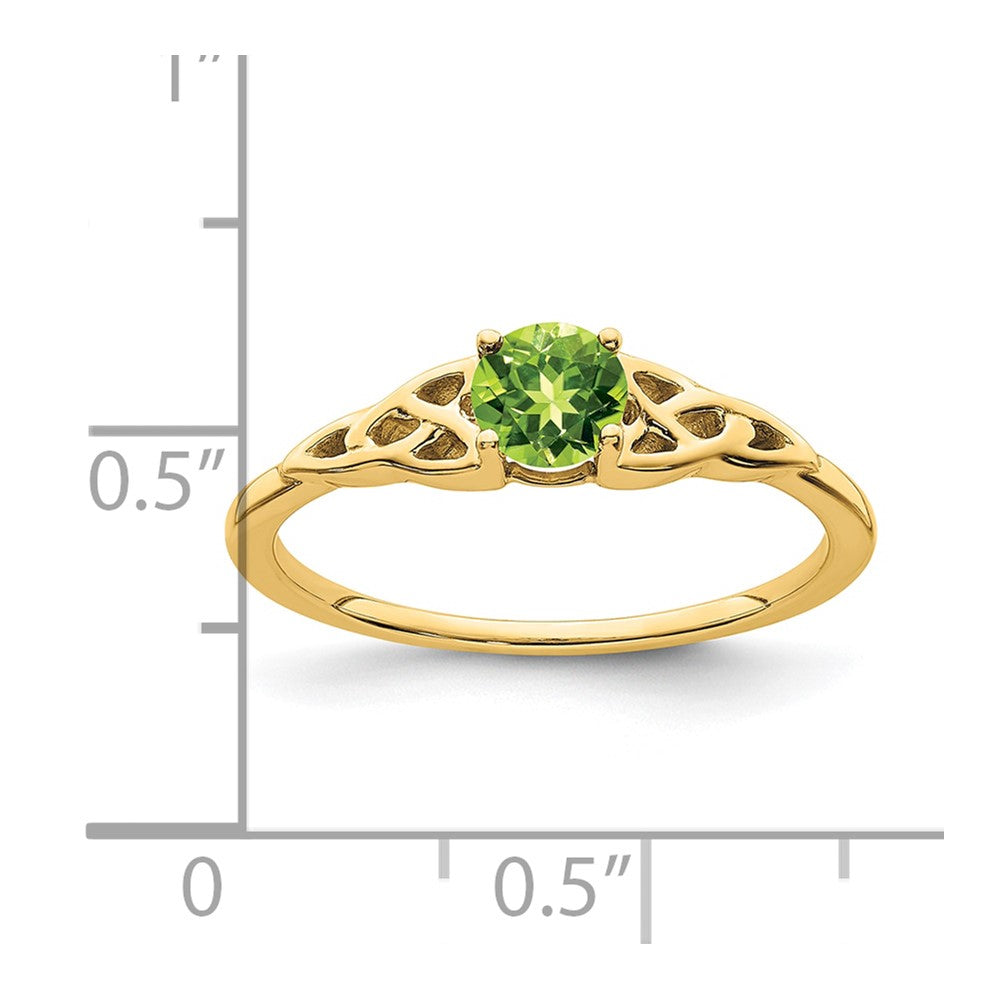 14k 4.5mm Round Peridot Celtic Knot Ring