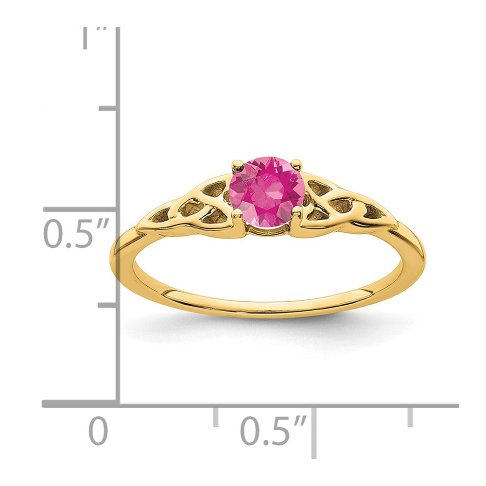 14k 4.5mm Round Pink Tourmaline Celtic Knot Ring