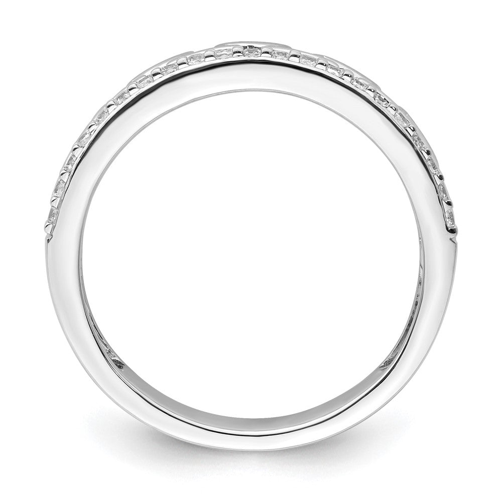 14K White Gold Polished Diamond Double Band Fashion Ring
