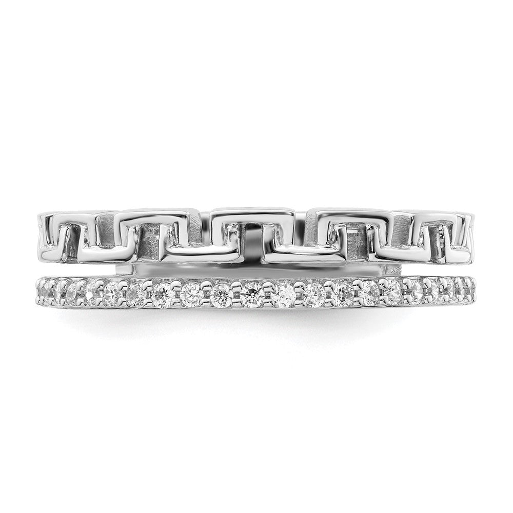 14K White Gold Polished Diamond Double Band Fashion Ring