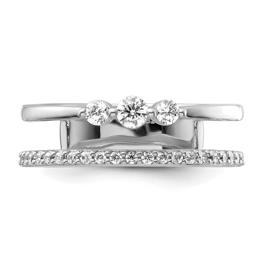 14K White Gold Polished Diamond Double Band Fashion Ring