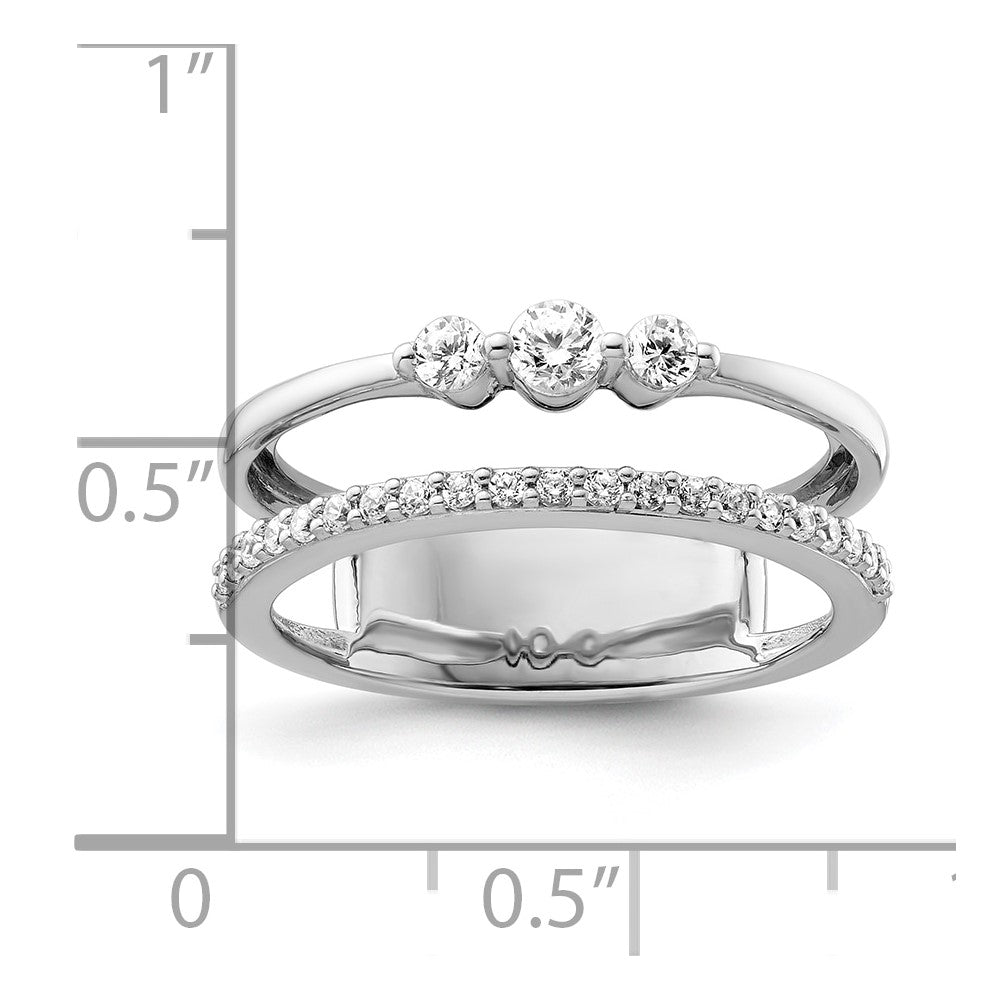 14K White Gold Polished Diamond Double Band Fashion Ring