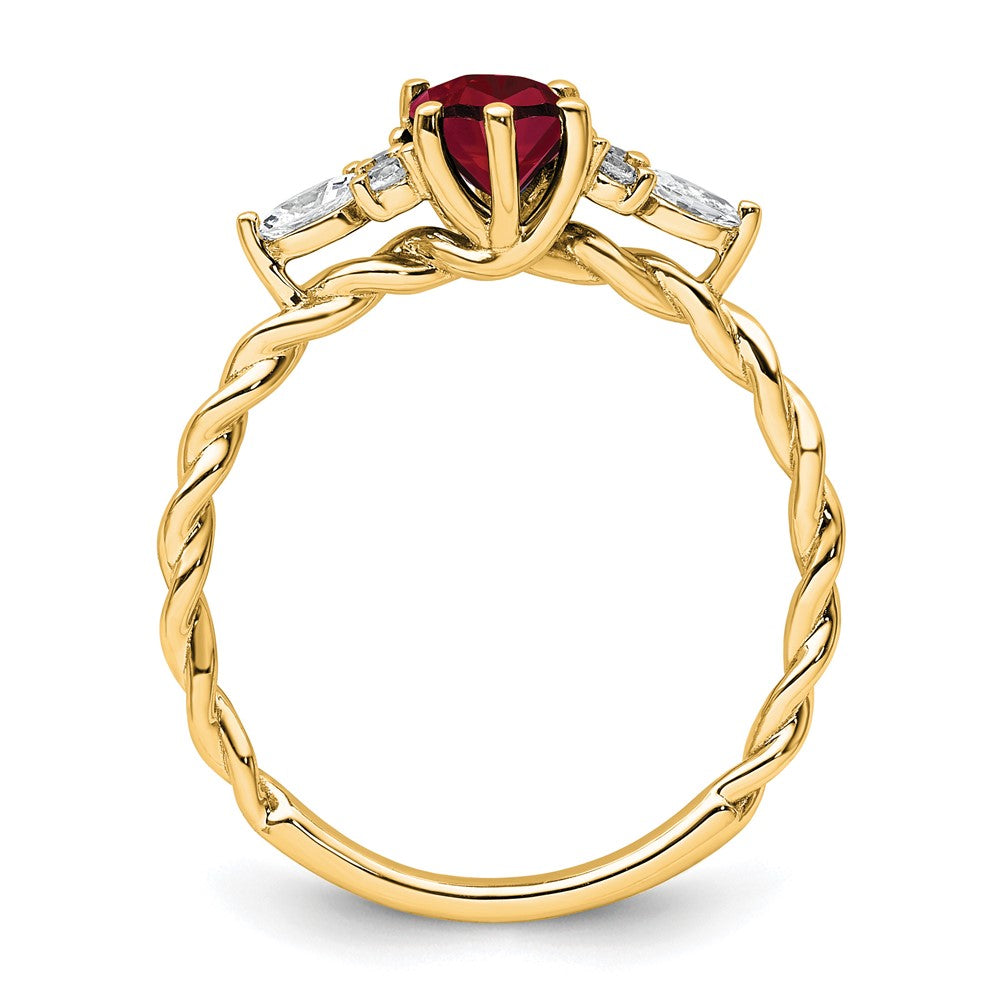 14K Diamond and 7x5 Oval July/Lab Created Ruby Size 7 Twisted Ring