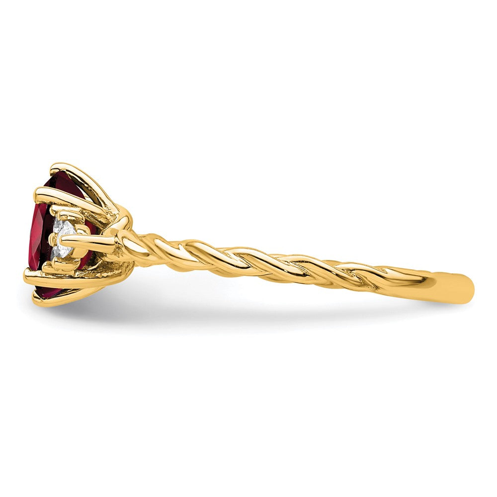 14K Diamond and 7x5 Oval January/Garnet Size 7 Twisted Ring
