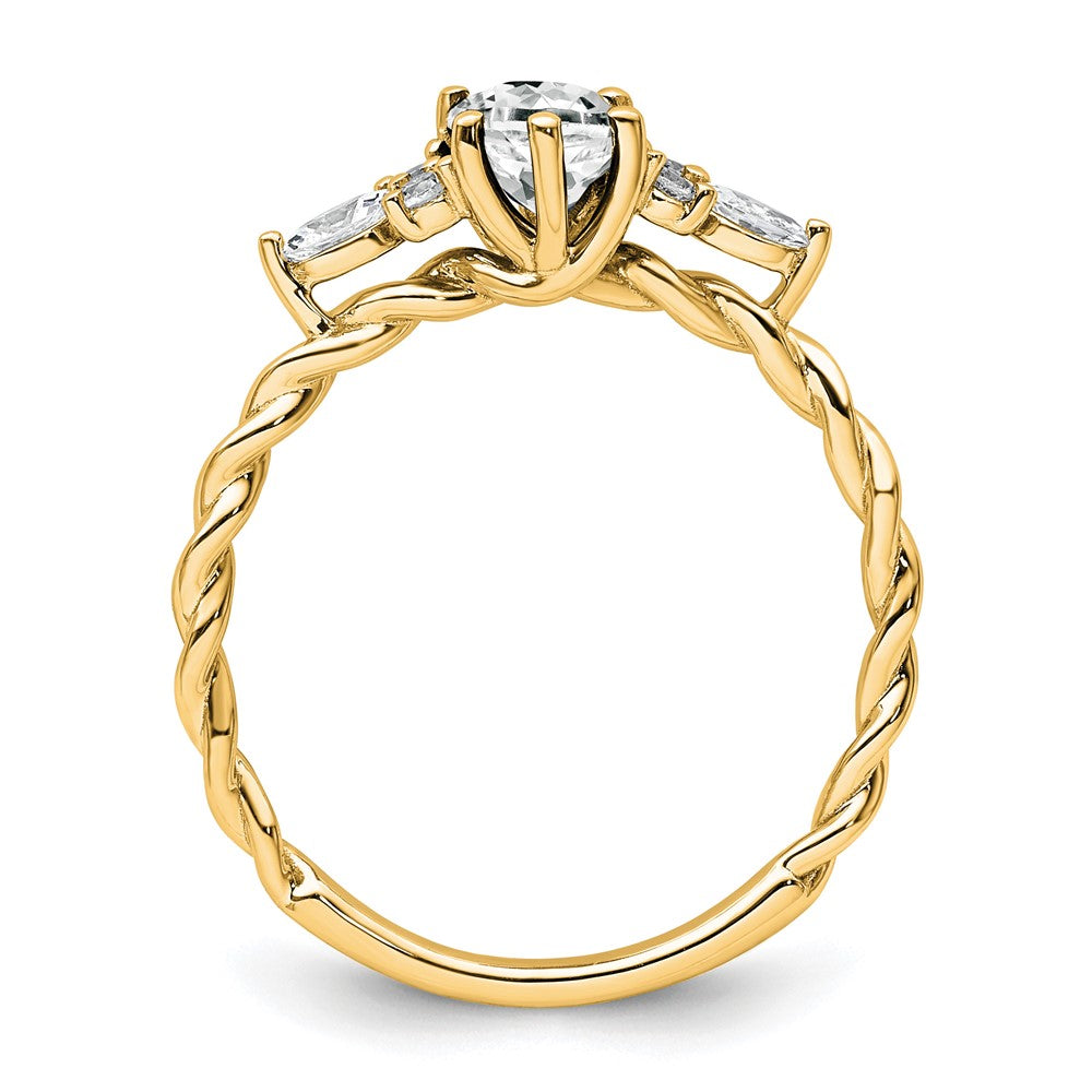 14K Diamond and 7x5 Oval April/White Topaz Size 7 Twisted Ring