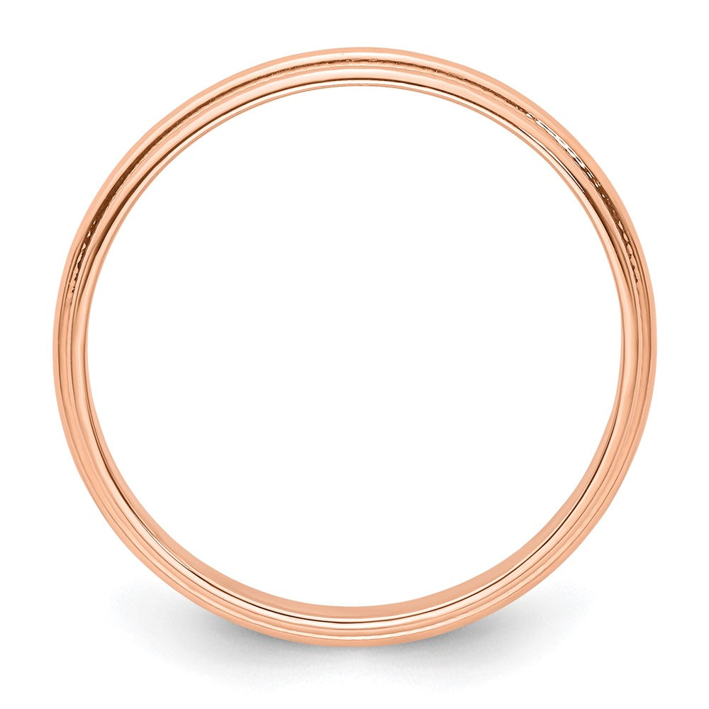 14k Rose Gold 3mm Lightweight Milgrain Half Round Wedding Band Size 8.5