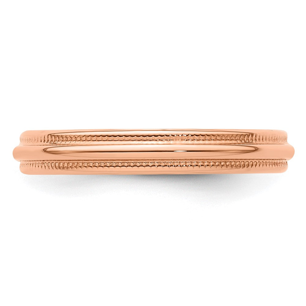 14k Rose Gold 3mm Lightweight Milgrain Half Round Wedding Band Size 8.5