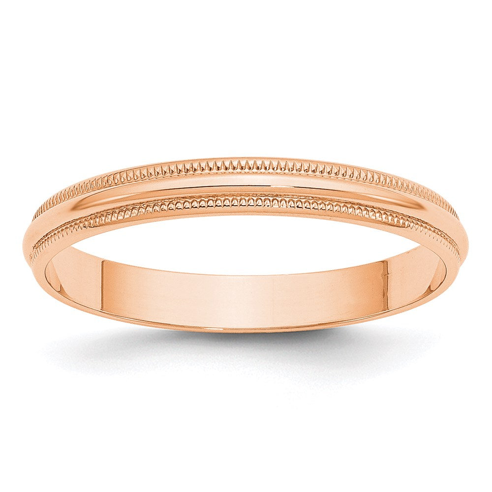 14k Rose Gold 3mm Lightweight Milgrain Half Round Wedding Band Size 4.5