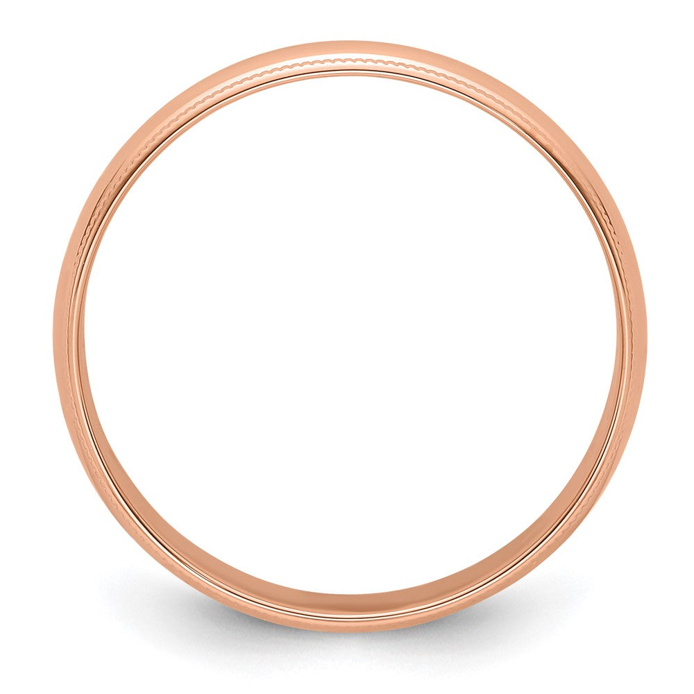 14k Rose Gold 5mm Lightweight Milgrain Half Round Wedding Band Size 10