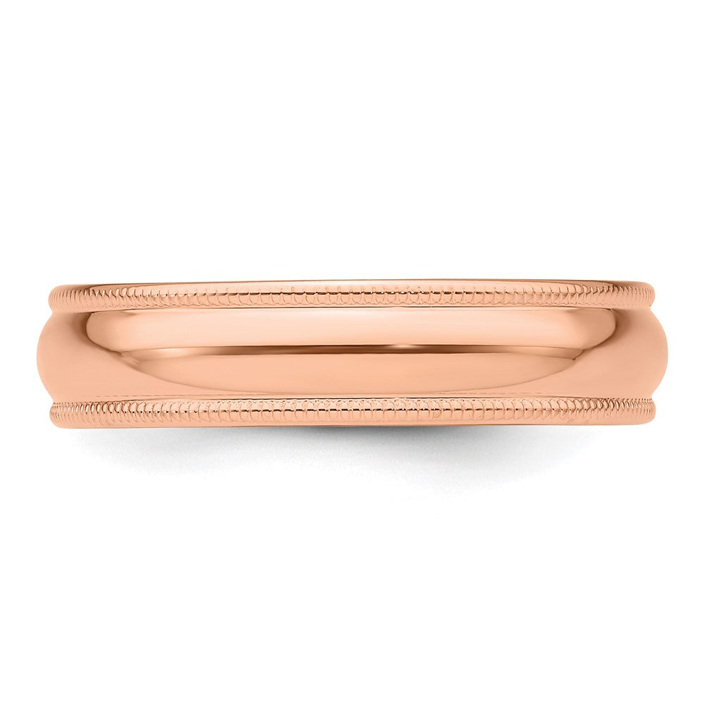 14k Rose Gold 5mm Lightweight Milgrain Half Round Wedding Band Size 11