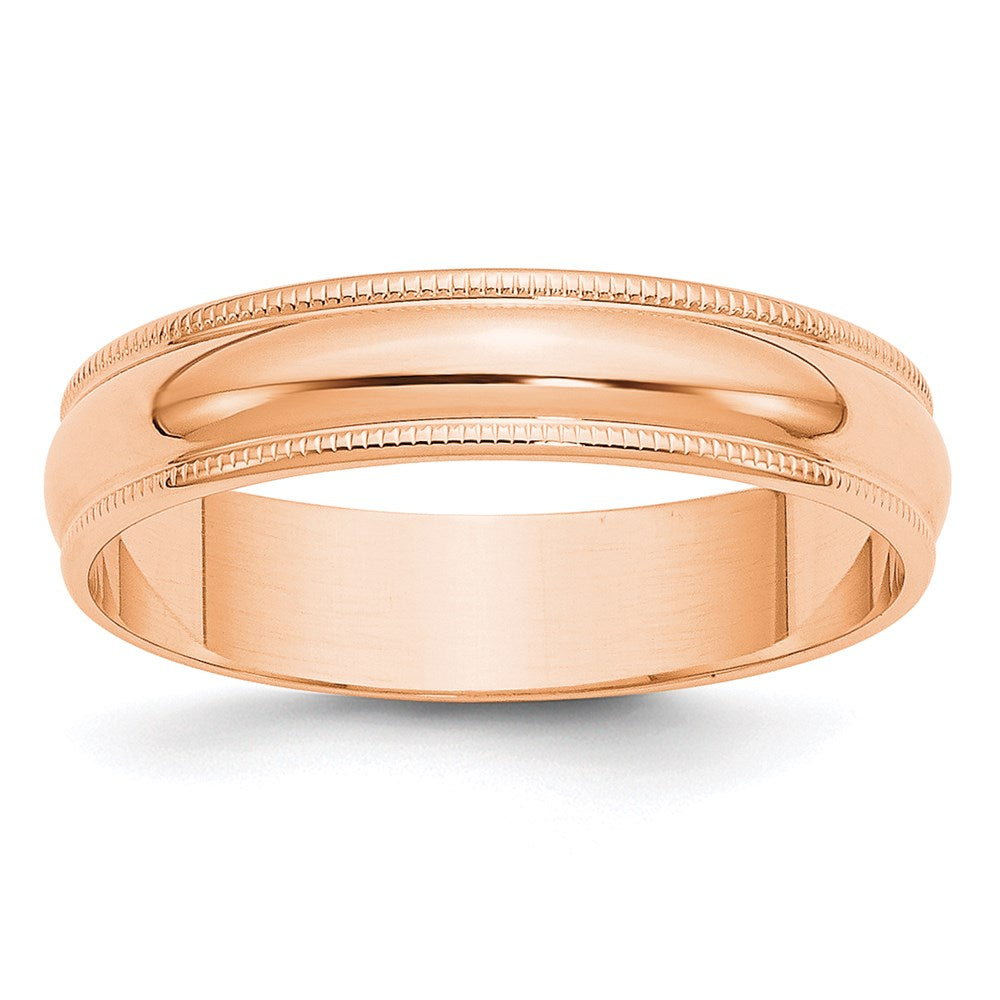 14k Rose Gold 5mm Lightweight Milgrain Half Round Wedding Band Size 6