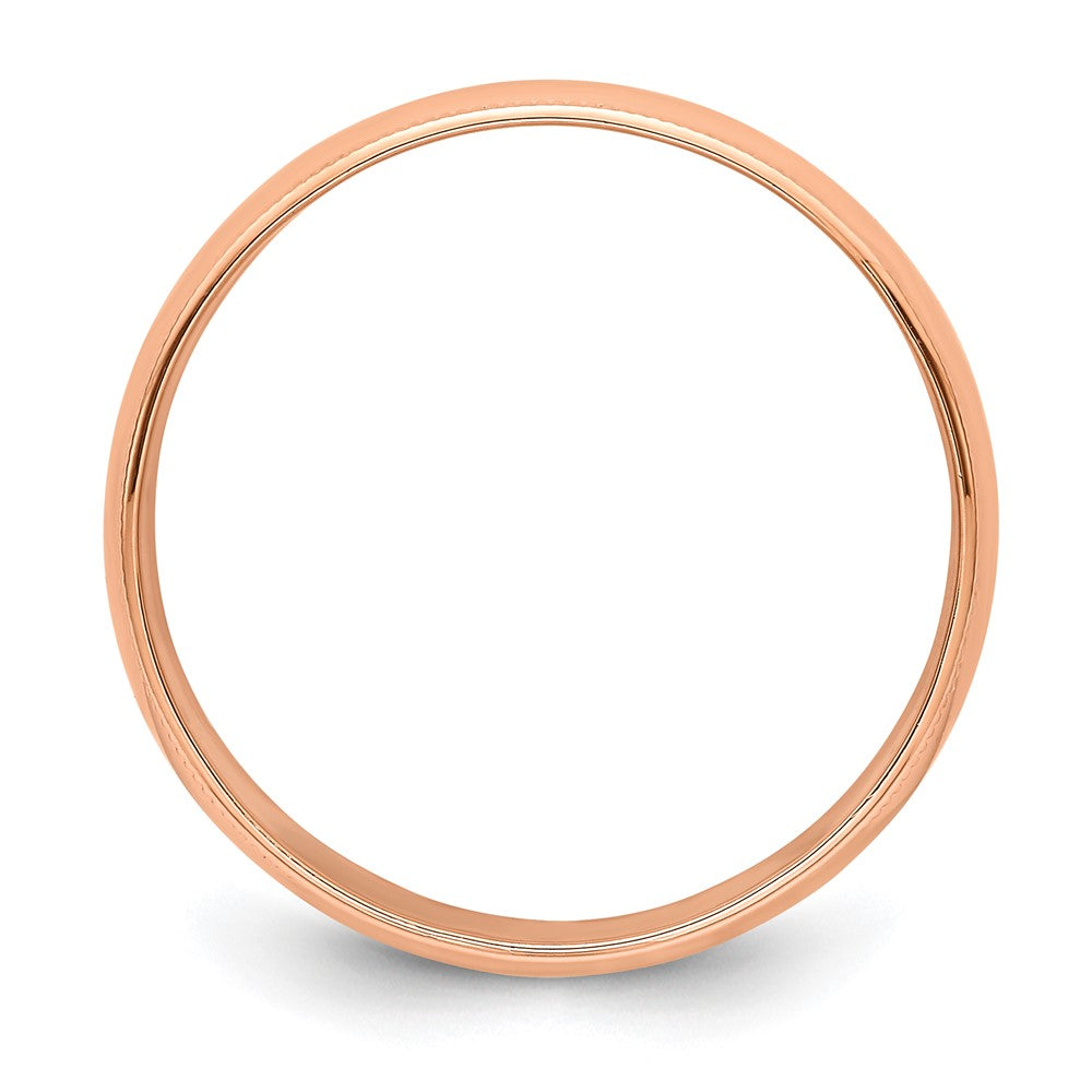 14k Rose Gold 6mm Lightweight Milgrain Half Round Wedding Band Size 8.5