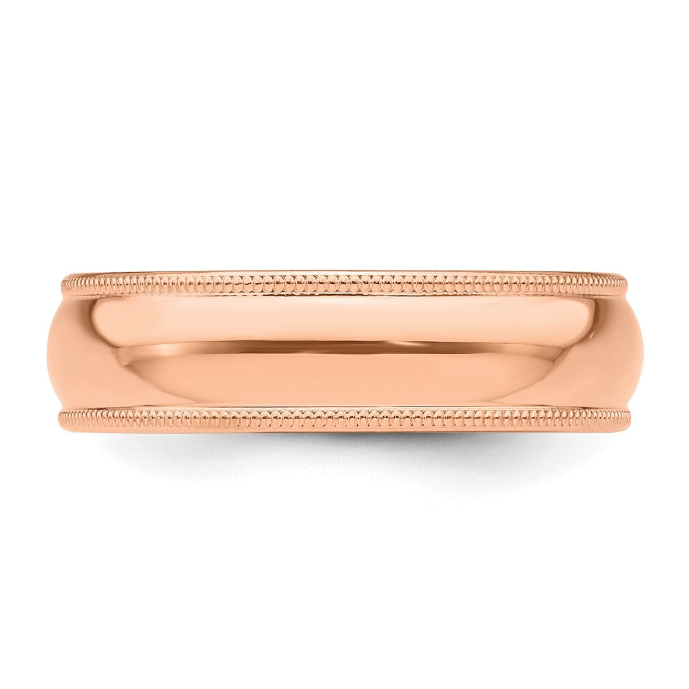 14k Rose Gold 6mm Lightweight Milgrain Half Round Wedding Band Size 6