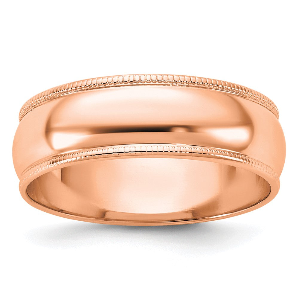 14k Rose Gold 6mm Lightweight Milgrain Half Round Wedding Band Size 10.5
