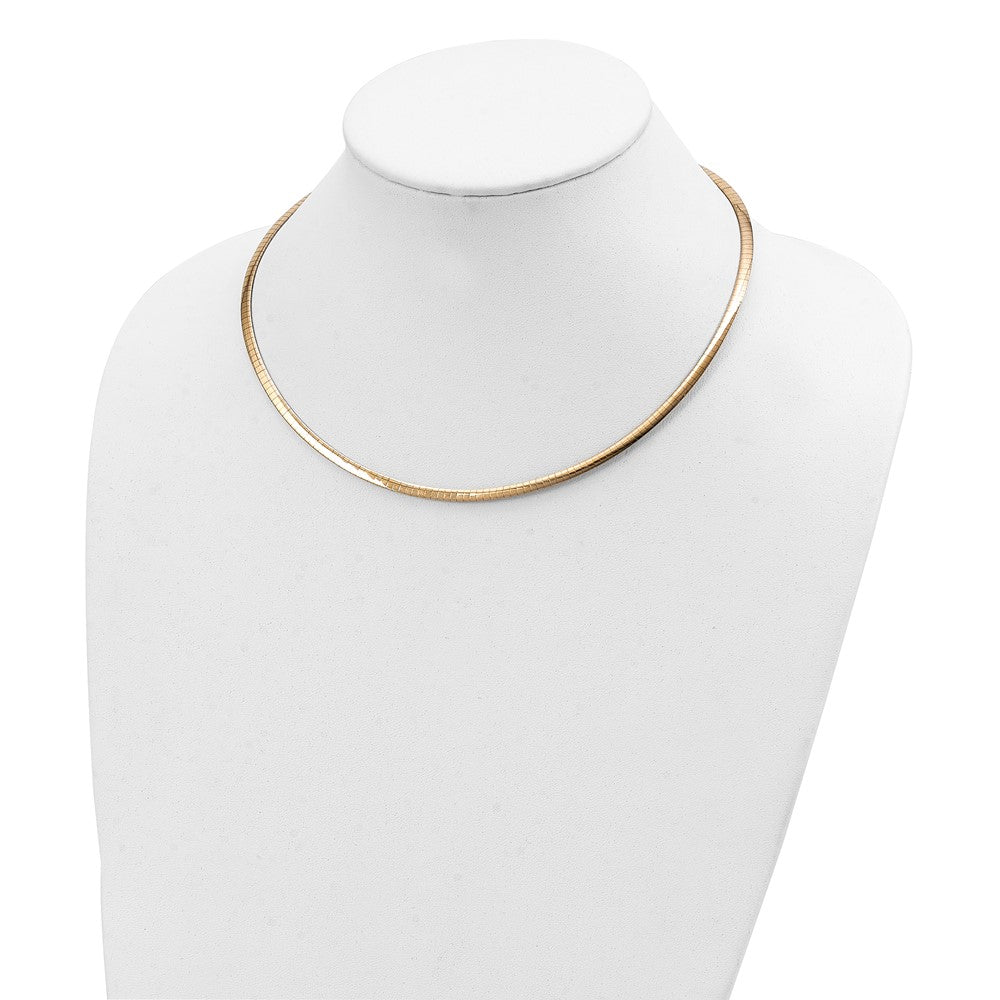 14k Two-tone 3mm Reversible White and Yellow 18 inch Domed Omega Necklace