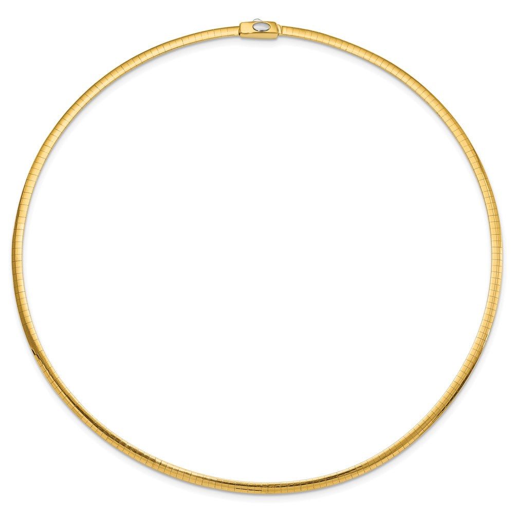 14k Two-tone 3mm Reversible White and Yellow 16 inch Domed Omega Necklace