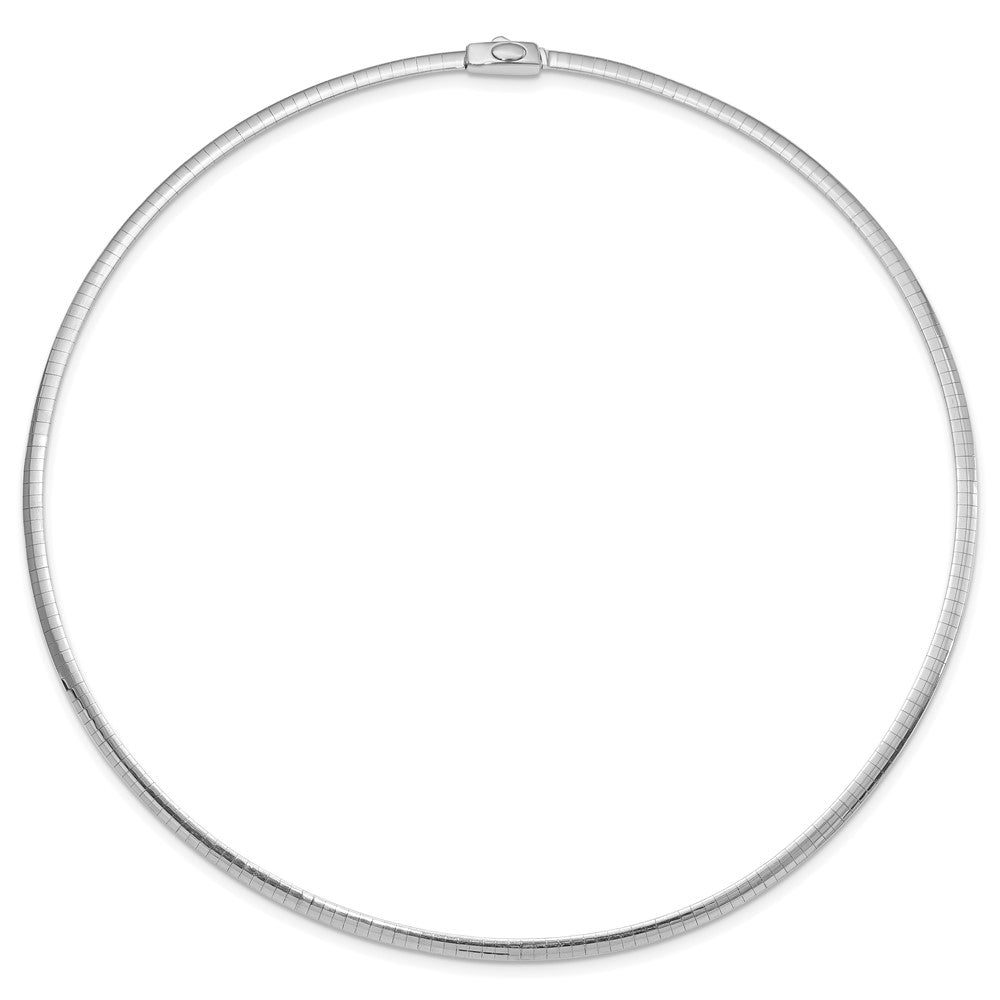 14k Two-tone 3mm Reversible White and Yellow 16 inch Domed Omega Necklace