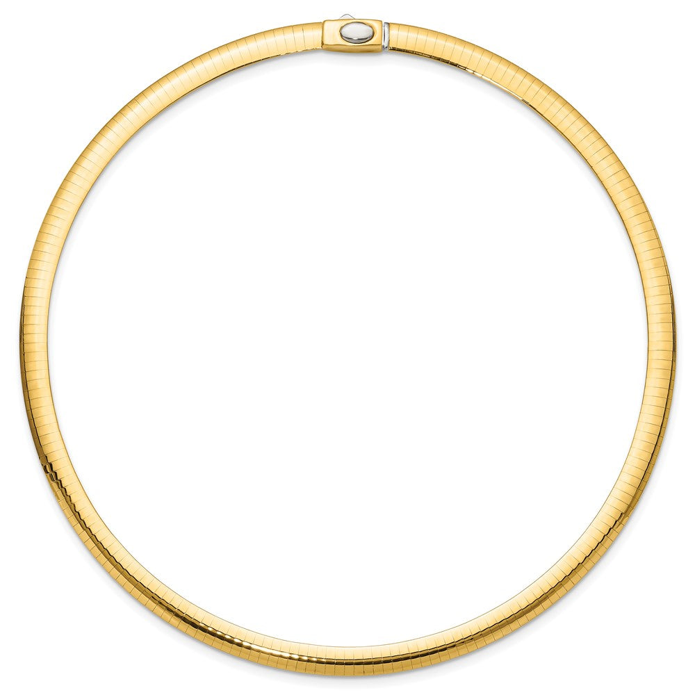 14k Two-tone 6mm Reversible White and Yellow 16 inch Domed Omega Necklace