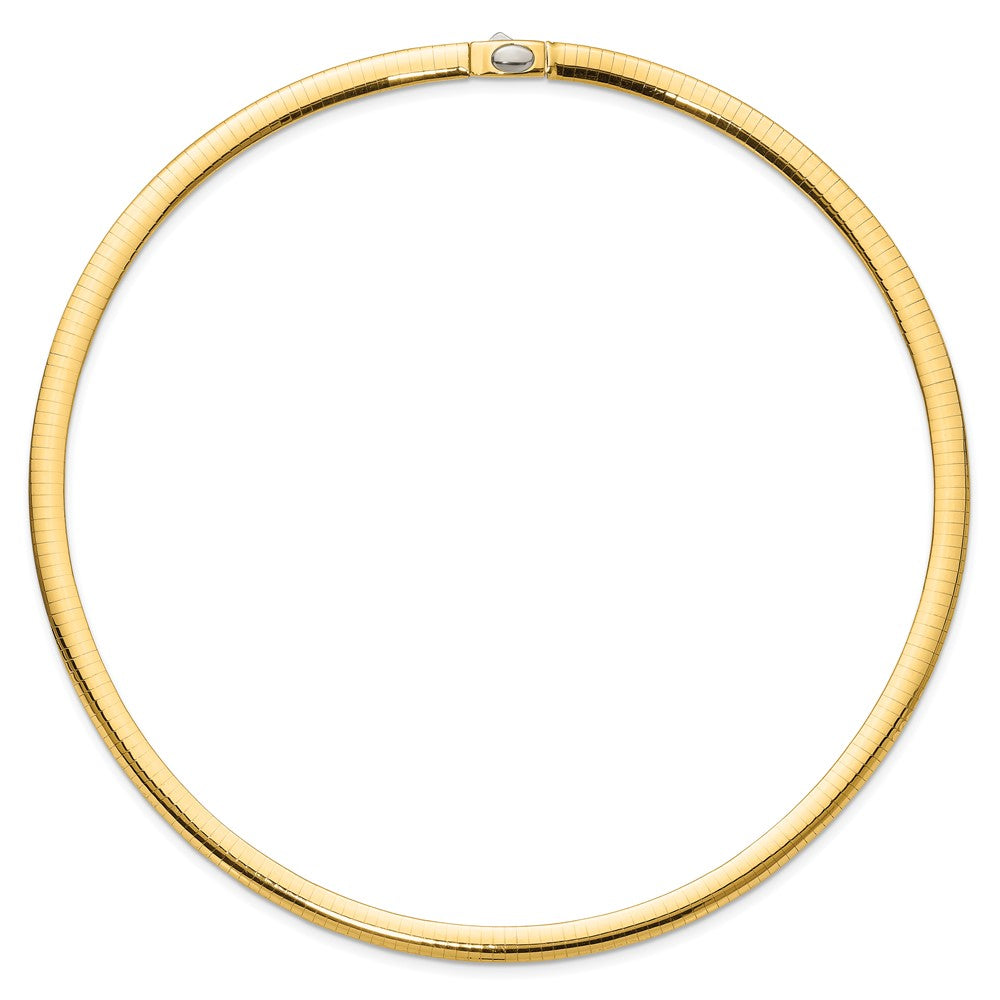 14k Two-tone 6mm Reversible White and Yellow 18 inch Domed Omega Necklace