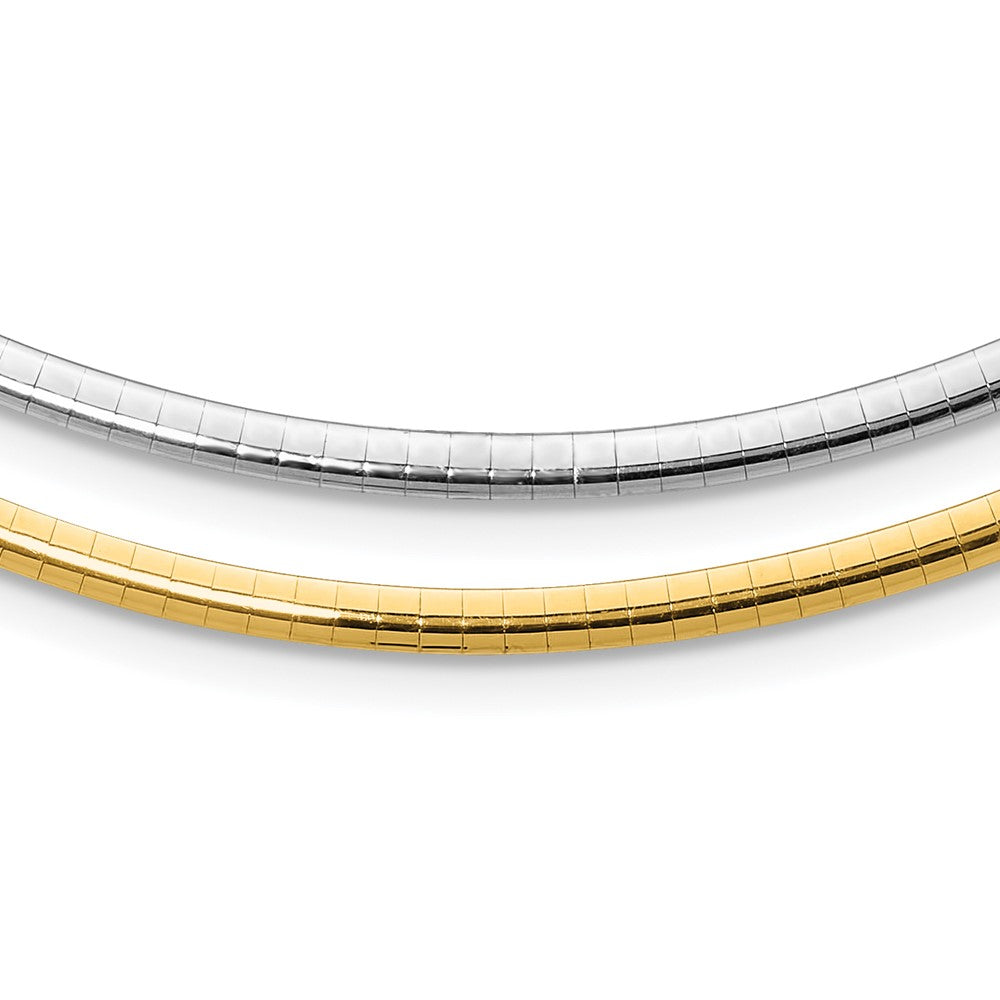 Polished;14K Two-tone;Reversible;Fancy lobster;2in extension;Domed