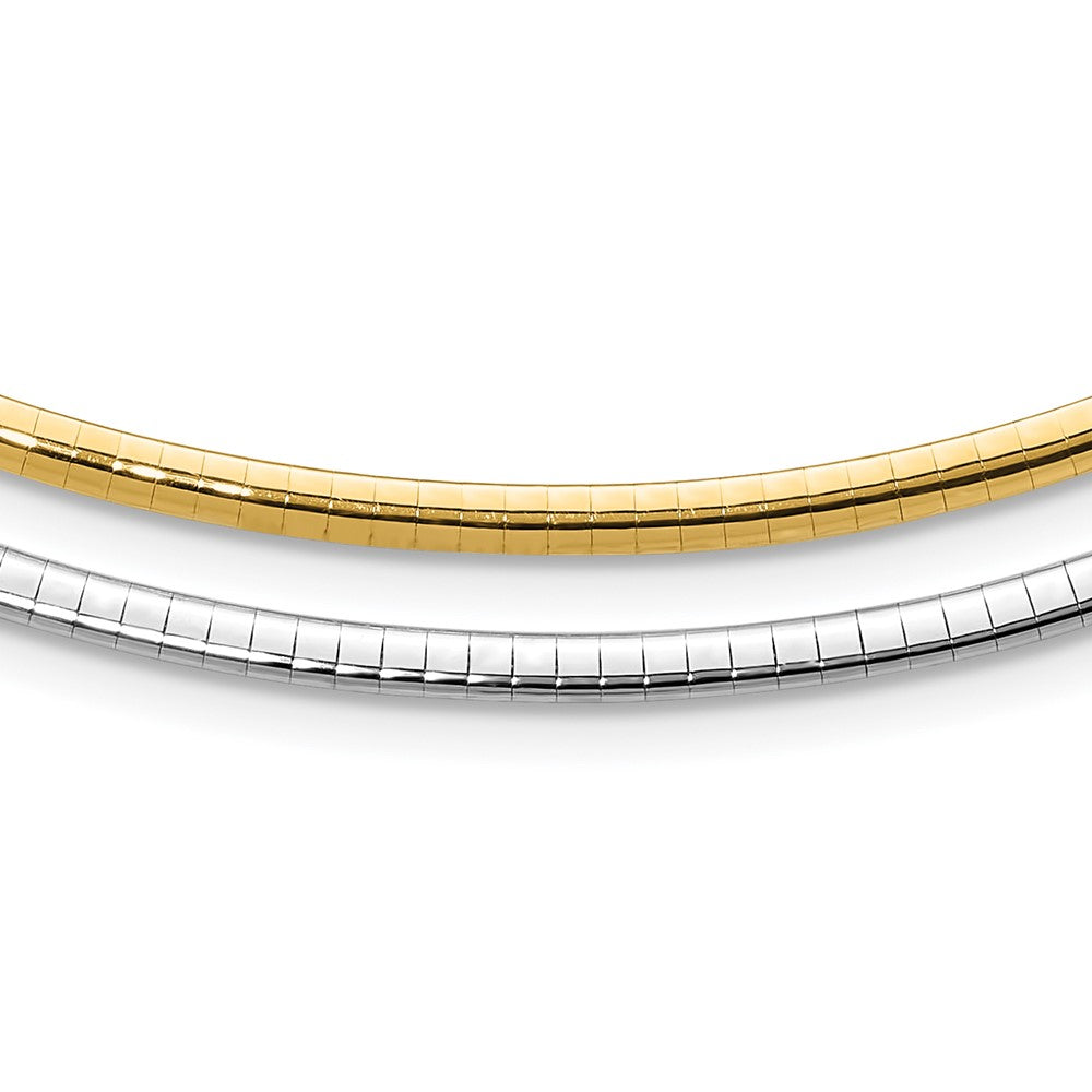 Polished;14K Two-tone;Reversible;Fancy lobster;2in extension;Domed