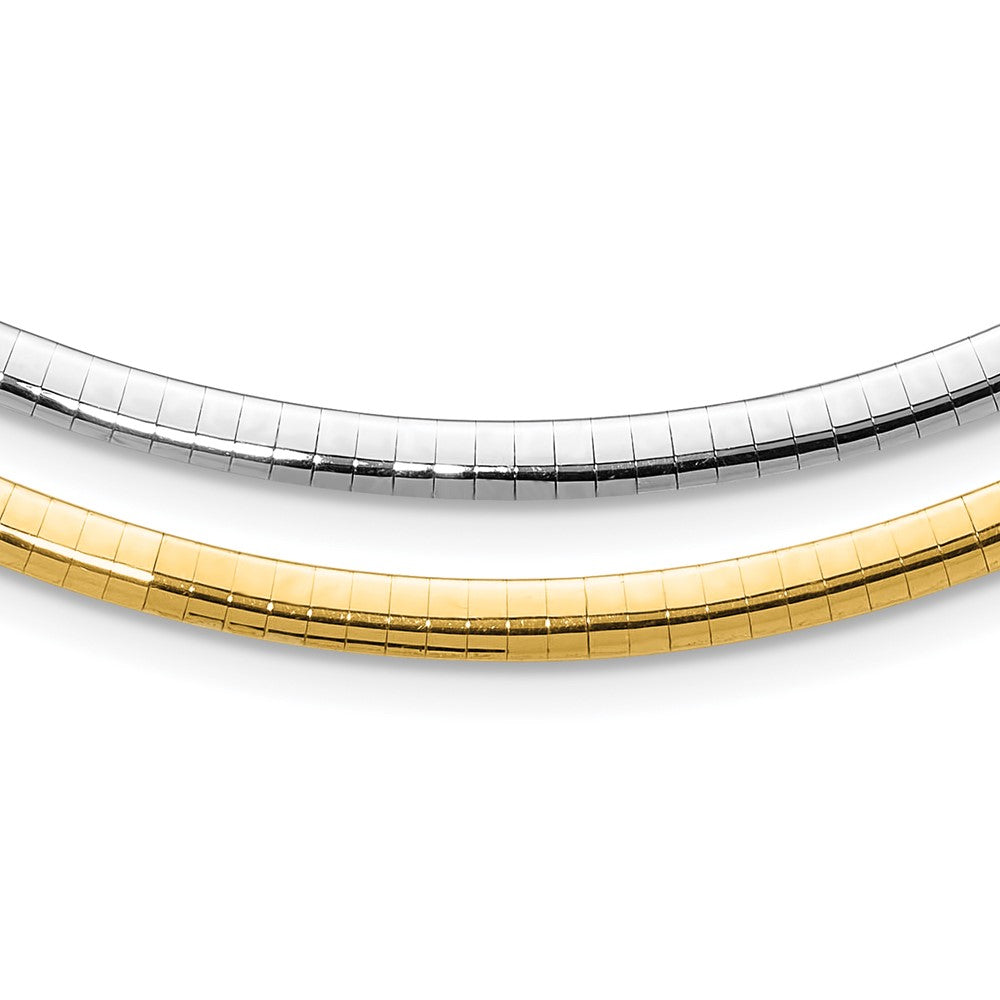 Polished;14K Two-tone;Reversible;Fancy lobster;2in extension;Domed