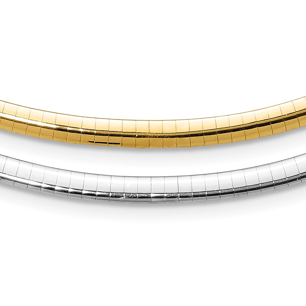 Polished;14K Two-tone;Reversible;Fancy lobster;2in extension;Domed
