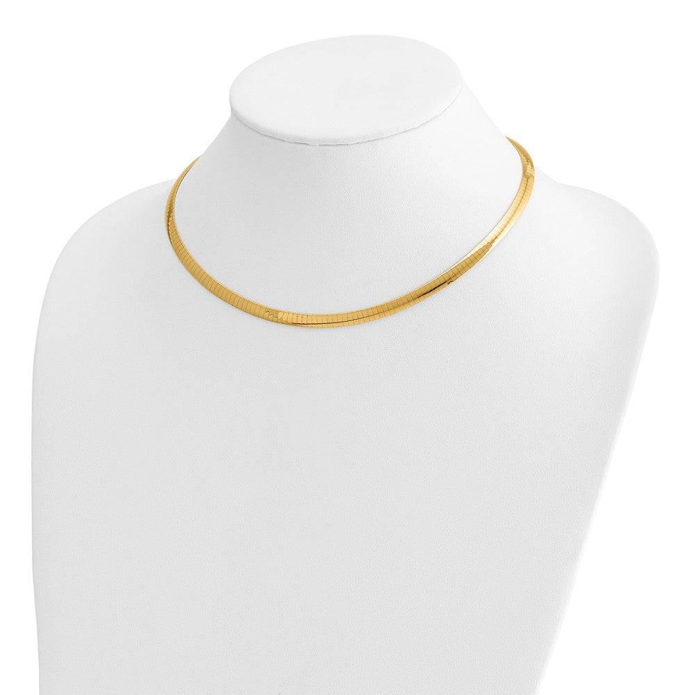 14k Two-tone 5mm Lightweight Reversible 16 inch Omega Necklace Plus 2 inch Heart Chain Extender