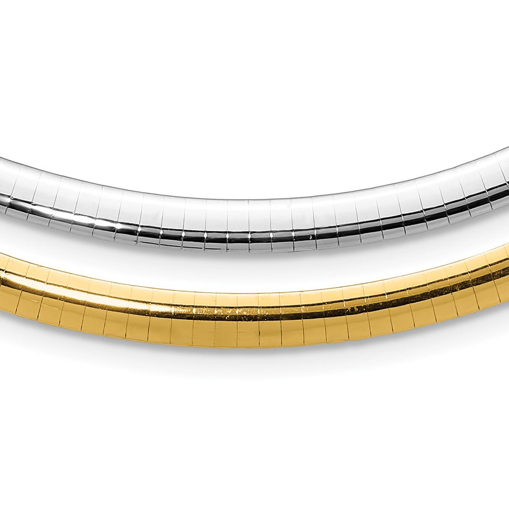 Polished;14K Two-tone;Reversible;Fancy lobster;2in extension;Domed