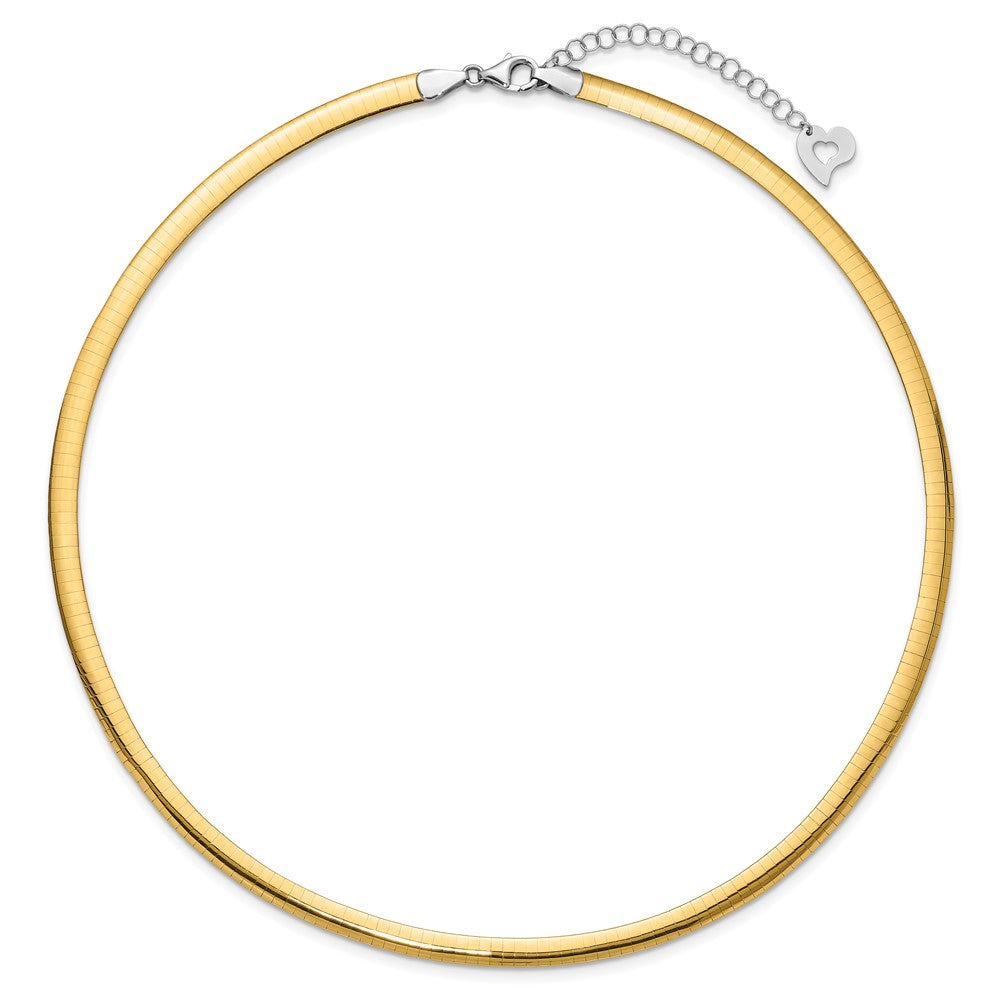 14k Two-tone 5mm Lightweight Reversible 18 inch Omega Necklace Plus 2 inch Heart Chain Extender