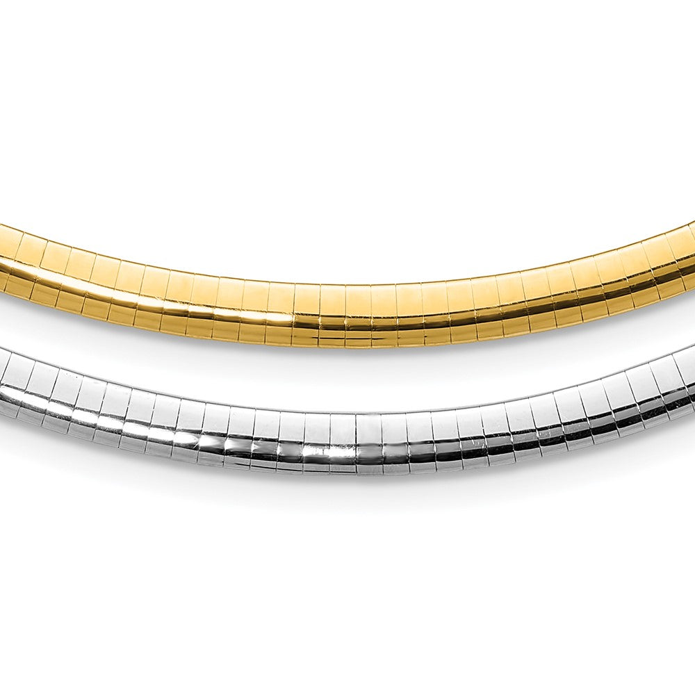 Polished;14K Two-tone;Reversible;Fancy lobster;2in extension;Domed