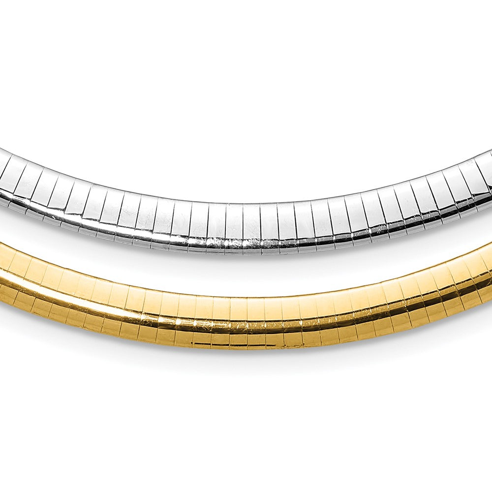 Polished;14K Two-tone;Reversible;Fancy lobster;2in extension;Domed